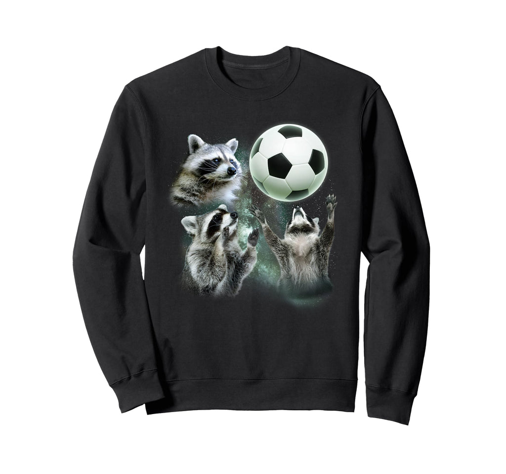 3 Racoon Soccer Howling Raccoon Head Sweatshirt - Minimalist Print Unisex