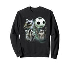 3 Racoon Soccer Howling Raccoon Head Sweatshirt - Minimalist Print Unisex