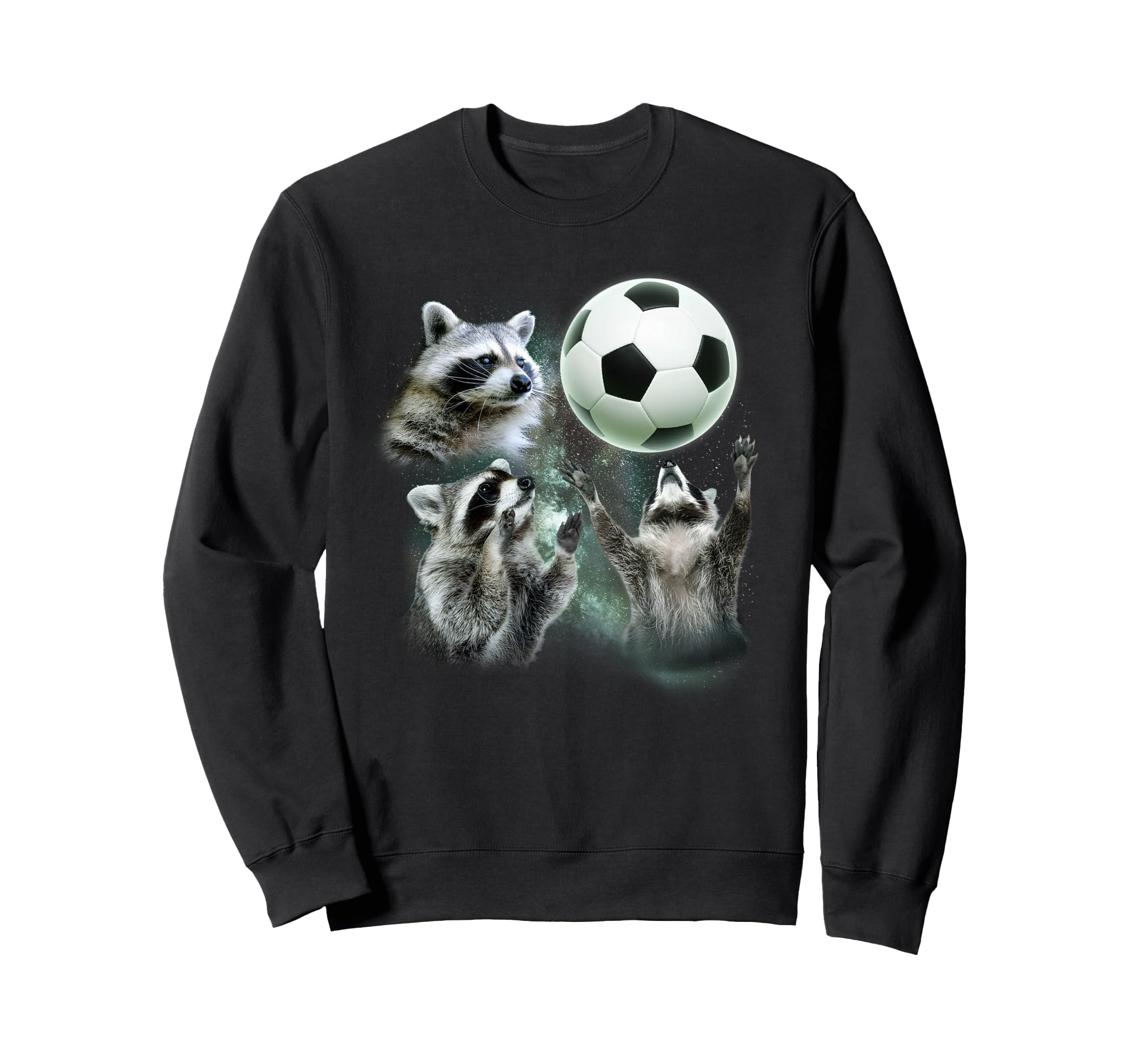 3 Racoon Soccer Howling Raccoon Head Sweatshirt - Minimalist Print Unisex
