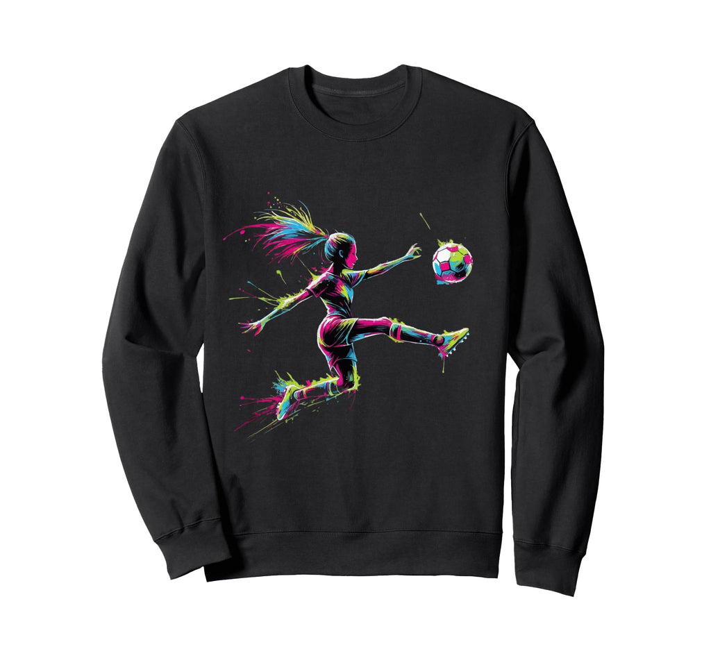 Colorful Neon Soccer Art Splash Sweatshirt - Aesthetic Graphic Men Women