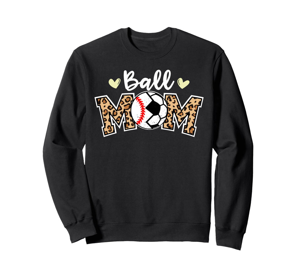 Ball Mom Leopard Funny Soccer Sweatshirt - Custom Art Print Men Women