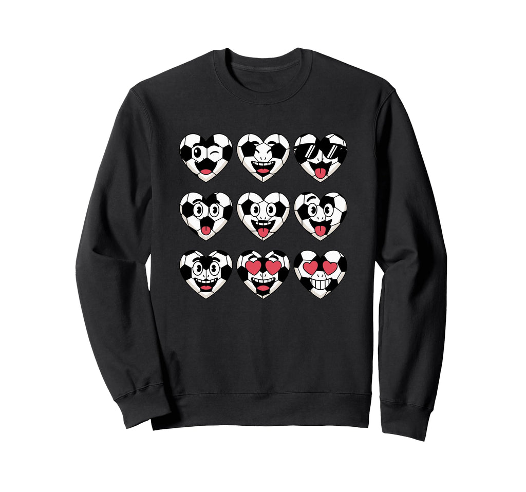 Soccer Heart Faces Football Love Sweatshirt - Graphic Print for Adults