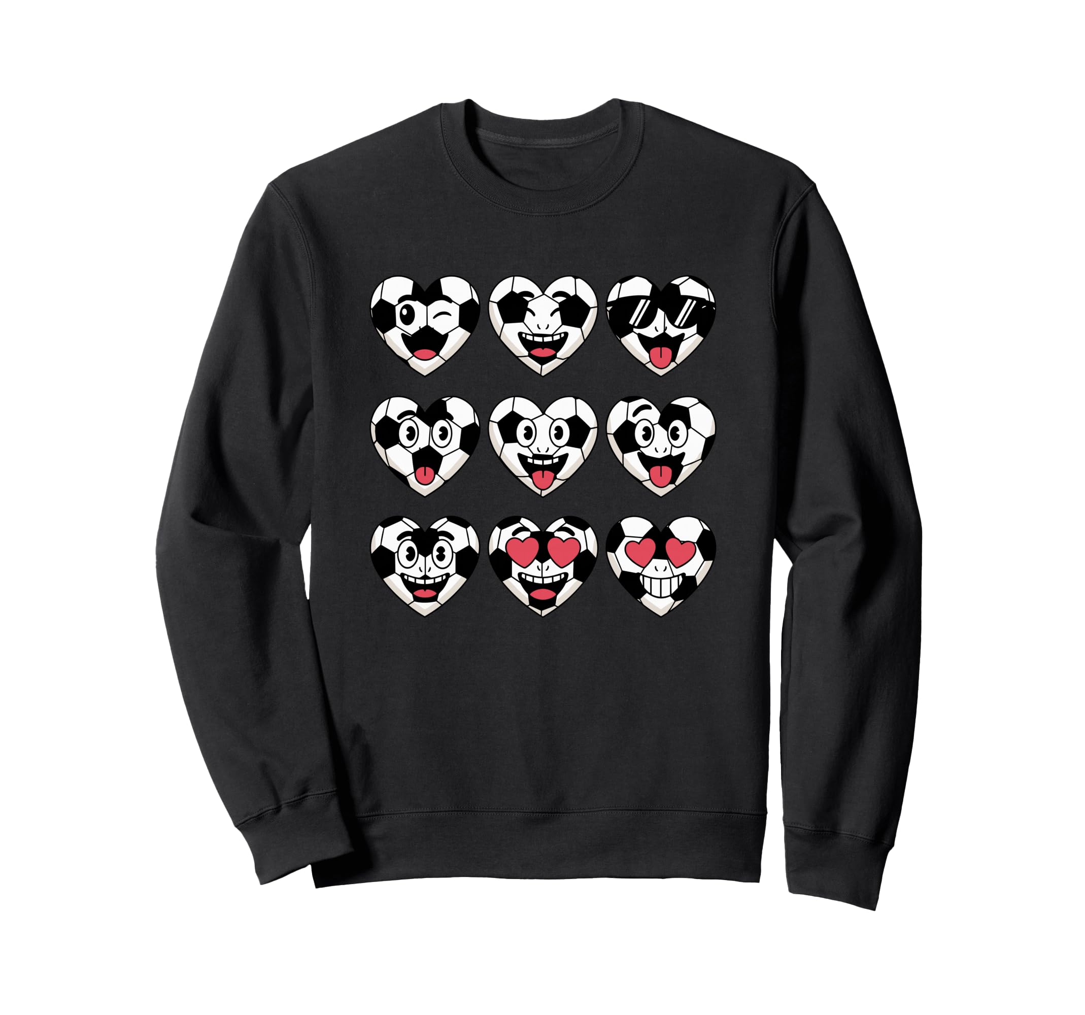 Soccer Heart Faces Football Love Sweatshirt - Graphic Print for Adults