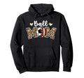 Ball Mom Leopard Funny Soccer Hoodie - Casual Everyday Wear for Adults