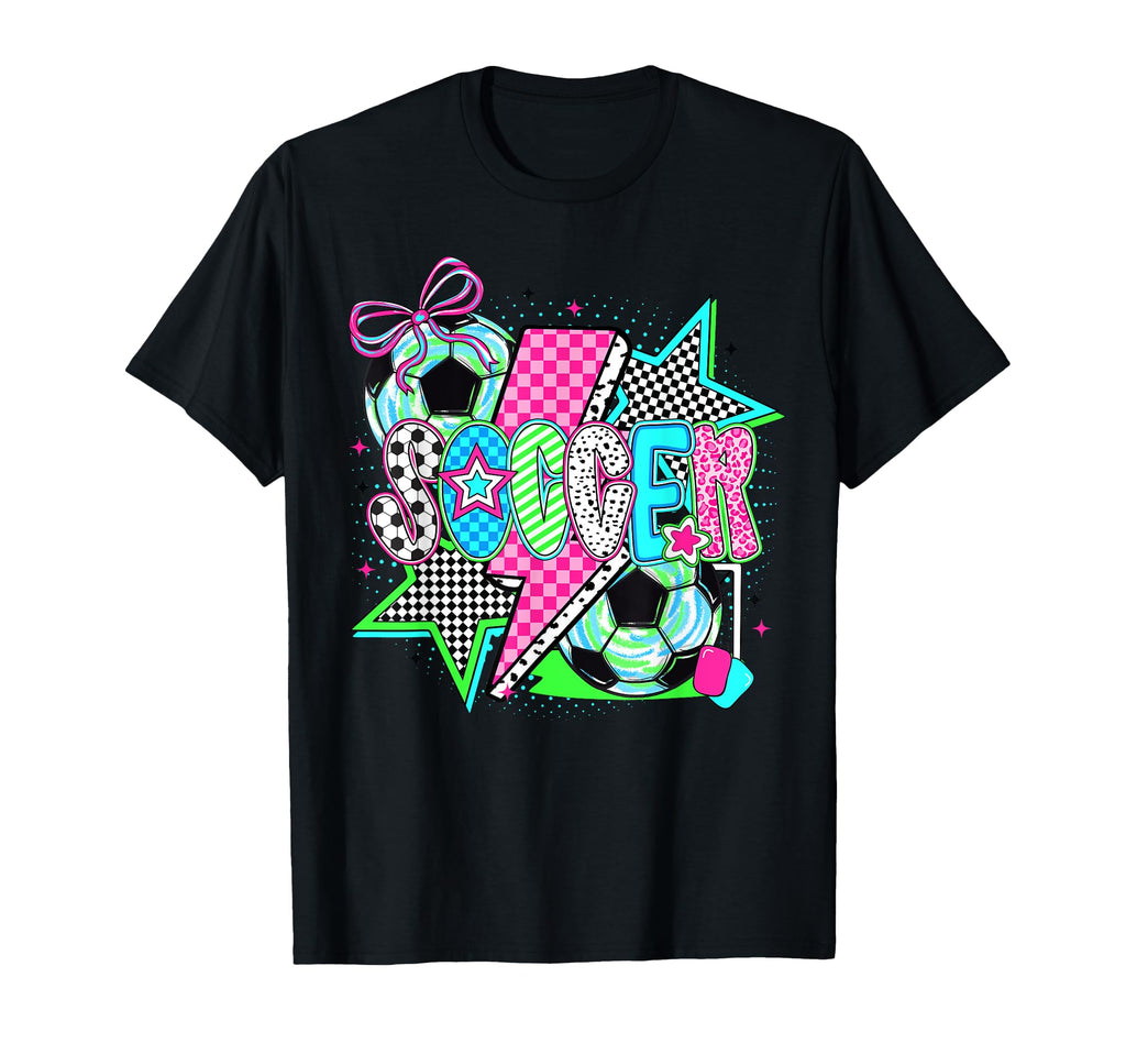 Soccer Bow Checkered Soccer Lovers T-Shirt - Aesthetic Graphic Unisex