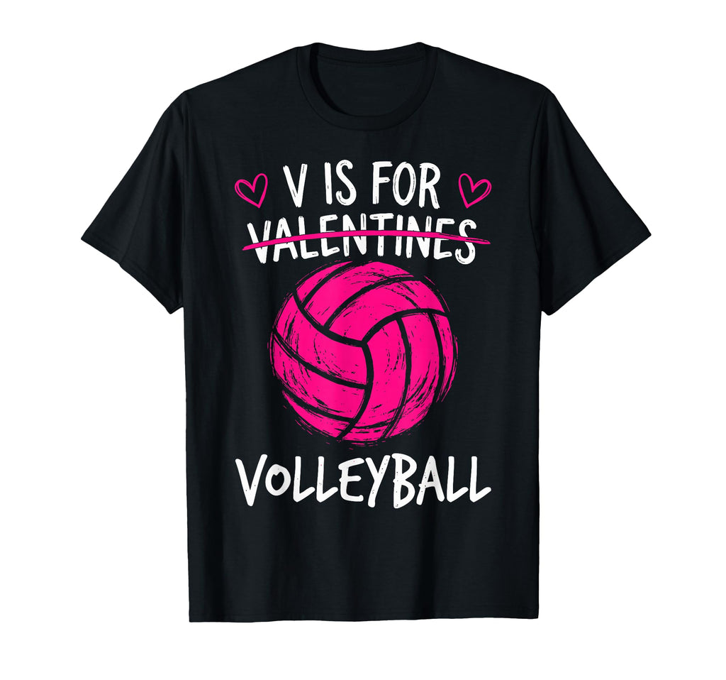 V Is Volleyball Valentine Funny Couple T-Shirt - Custom Art Print Unisex