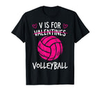 V Is Volleyball Valentine Funny Couple T-Shirt - Custom Art Print Unisex