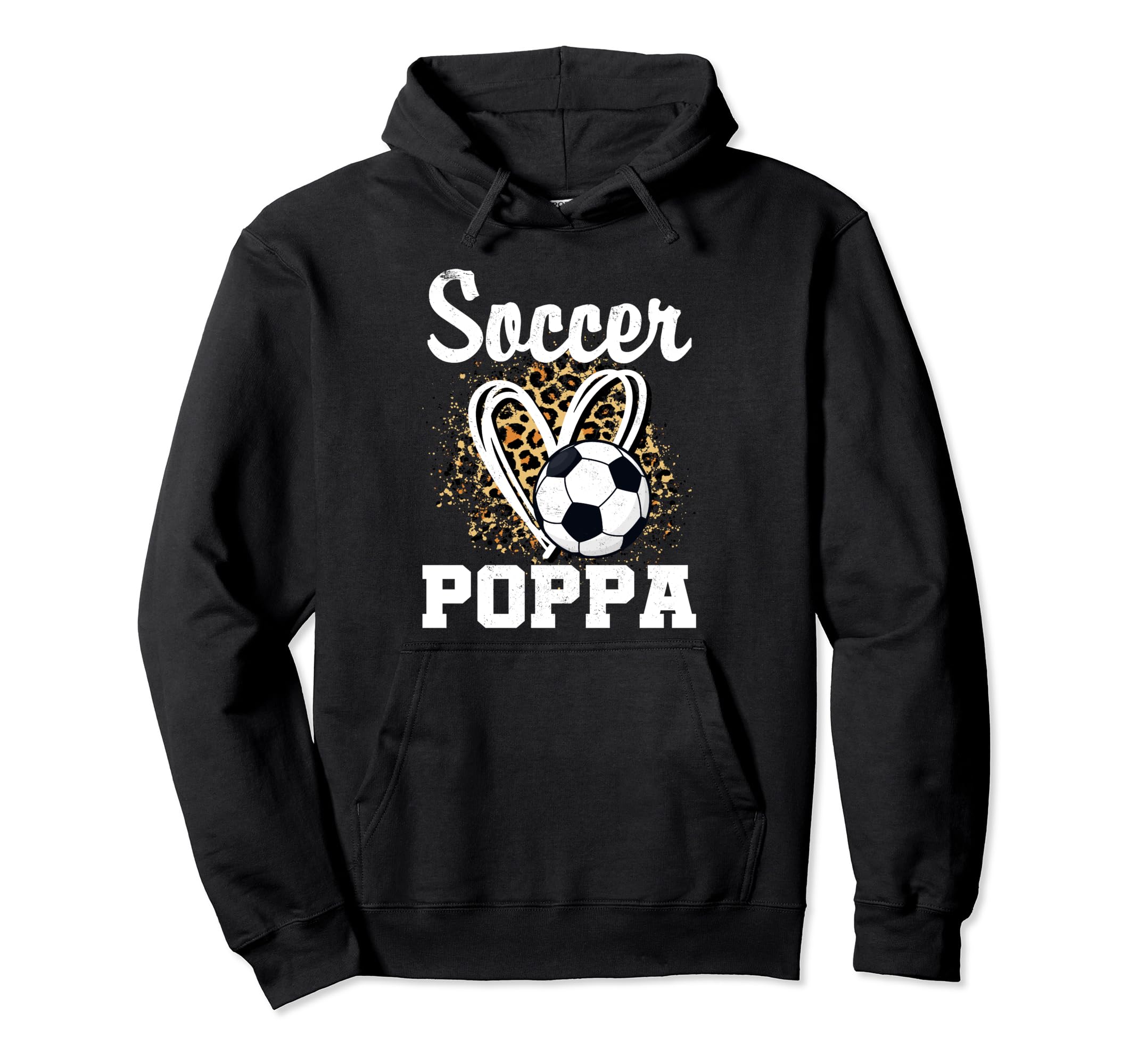 Soccer Poppa Leopard Heart Matching Family Hoodie - Graphic Print Men Women