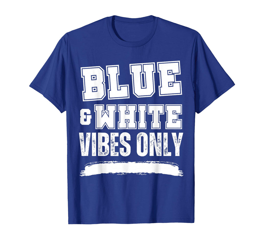 Blue And White Game Day High School T-Shirt - Trendy Graphic Unisex