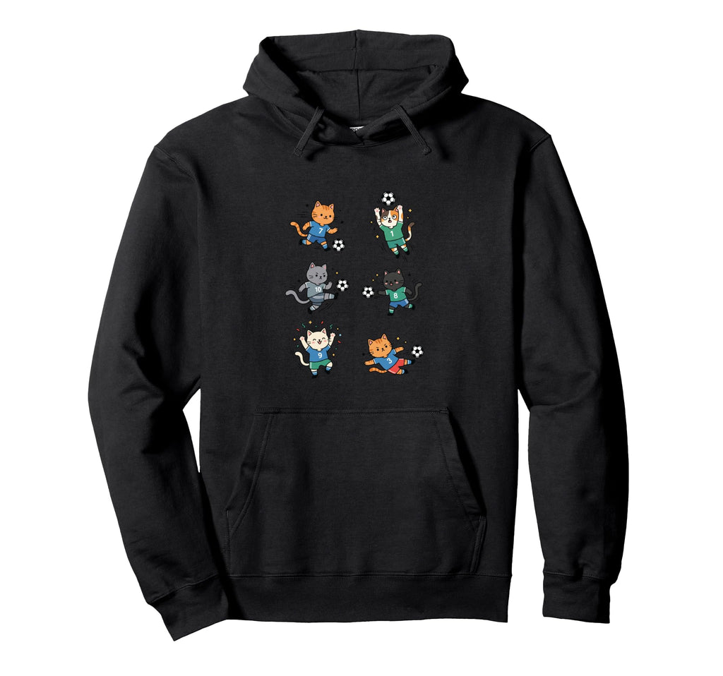Silly Cat Playing Soccer Player Hoodie - Fun Novelty Design Men Women