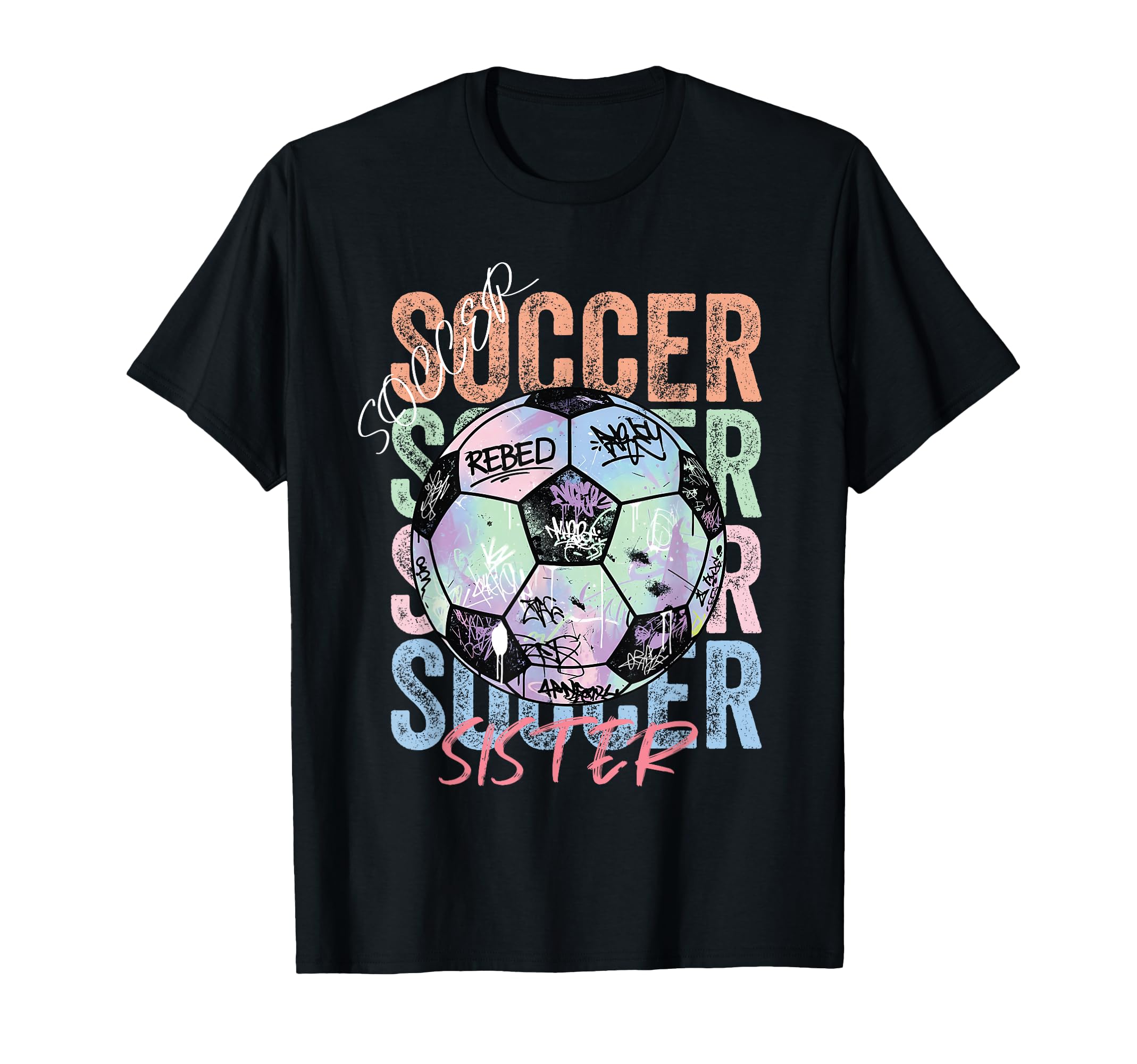 Colorful Soccer Sister Ball T-Shirt - Minimalist Print for Adults