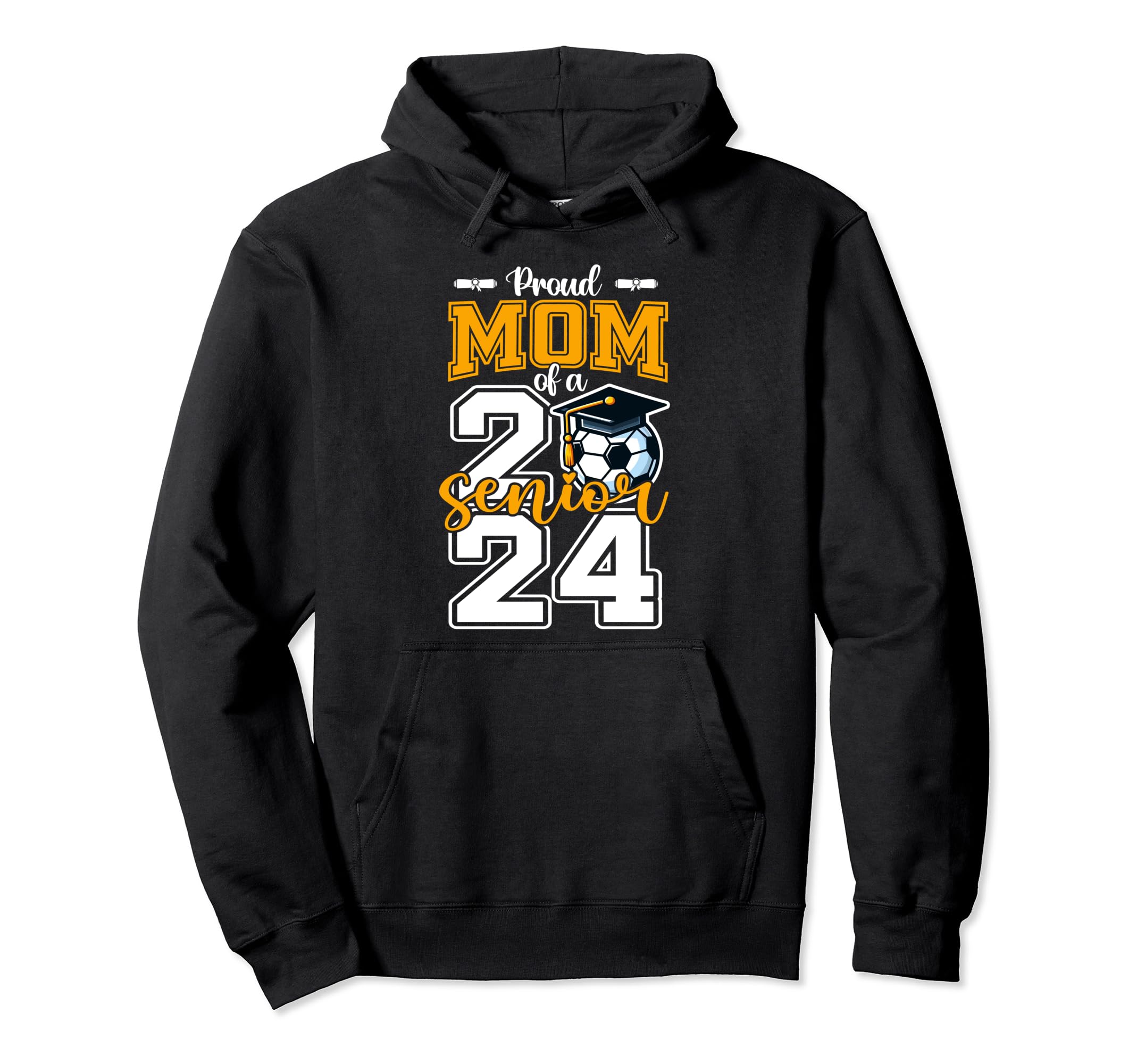 Proud Mom 2024 Senior Soccer High School Hoodie - Trendy Graphic Unisex