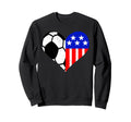 Soccer Heart American Flag Funny Sweatshirt - Minimalist Print Men Women