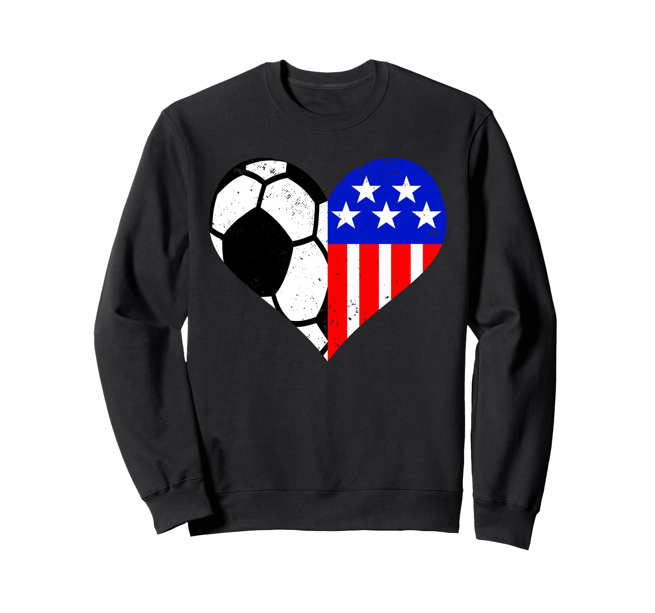 Soccer Heart American Flag Funny Sweatshirt - Minimalist Print Men Women