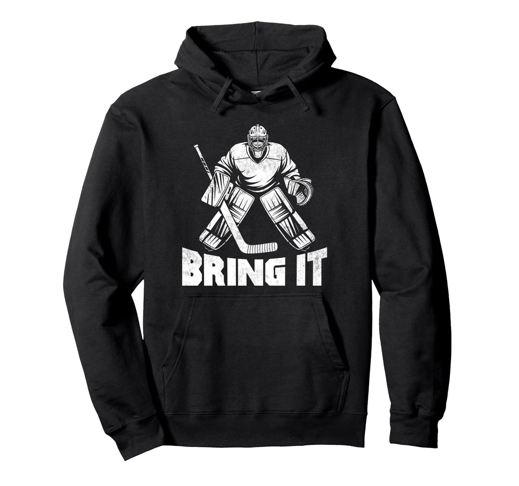Bring It Funny Ice Hockey Goalie Hoodie - Custom Art Print for Adults