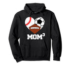 Mom Cubed Mom3 Mom Three Baseball Hoodie - Fun Novelty Design for Adults