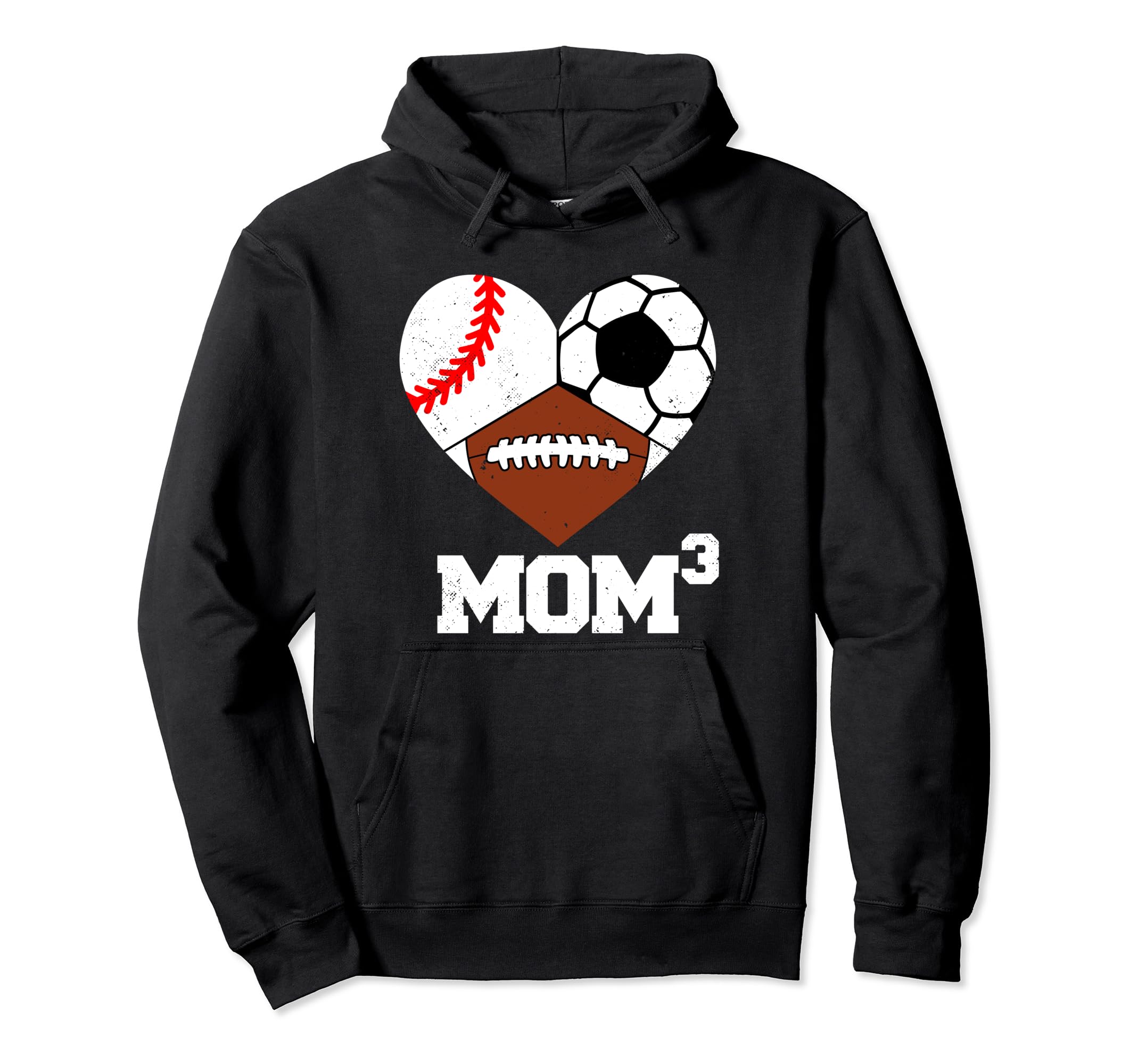 Mom Cubed Mom3 Mom Three Baseball Hoodie - Fun Novelty Design for Adults