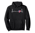 Heartbeat Usa Flag Soccer Fan Hoodie - Aesthetic Graphic Unisex