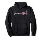 Heartbeat Usa Flag Soccer Fan Hoodie - Aesthetic Graphic Unisex