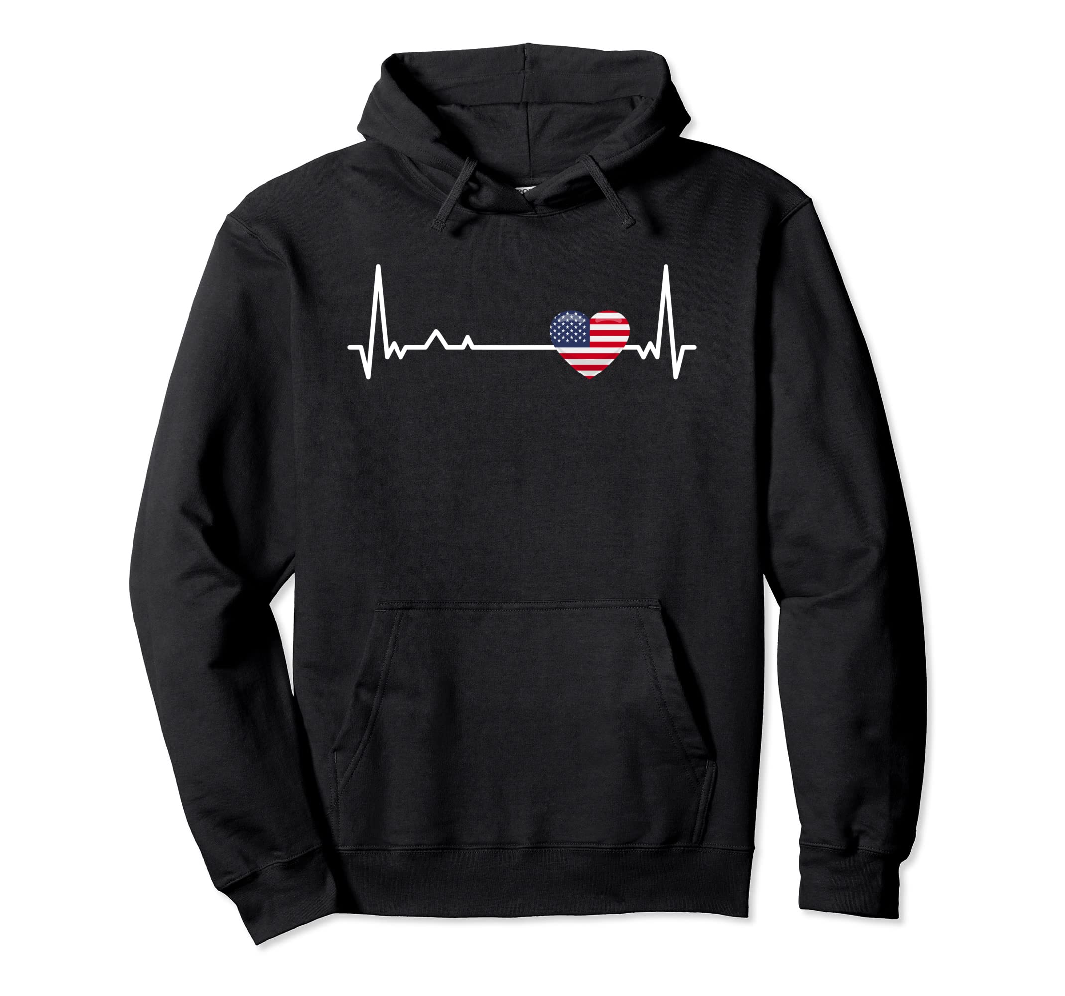 Heartbeat Usa Flag Soccer Fan Hoodie - Aesthetic Graphic Unisex