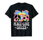 Peace Love Soccer Lover 60S 70S T-Shirt - Aesthetic Graphic for Adults