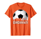 Cincinnati Soccer Distressed Soccer T-Shirt - Minimalist Print for Adults