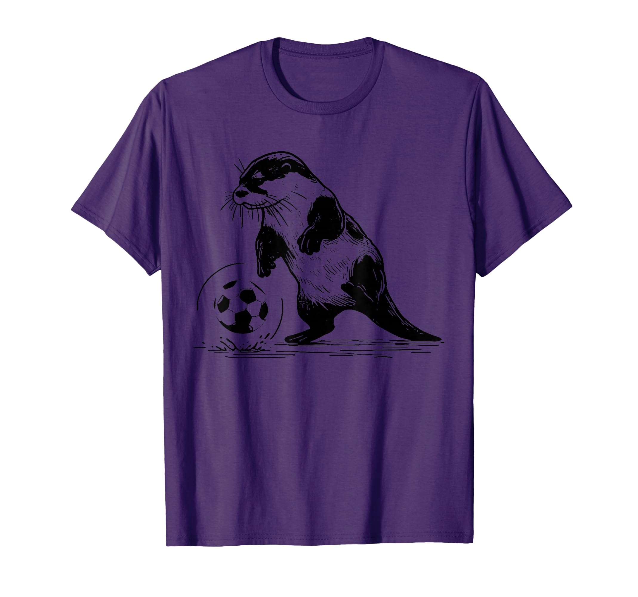 Otter Playing Soccer Funny Animal Sport T-Shirt - Minimalist Print Unisex