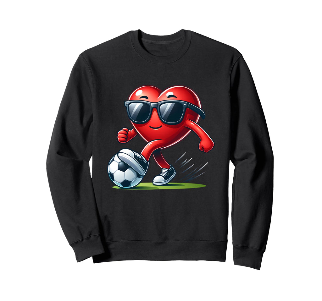 Funny Red Heart Soccer Player Sweatshirt - Novelty Apparel for Adults