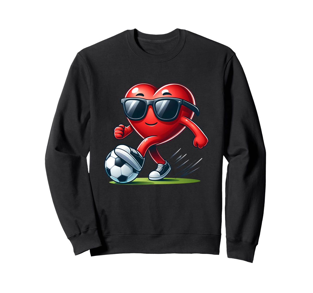 Funny Red Heart Soccer Player Sweatshirt - Novelty Apparel for Adults