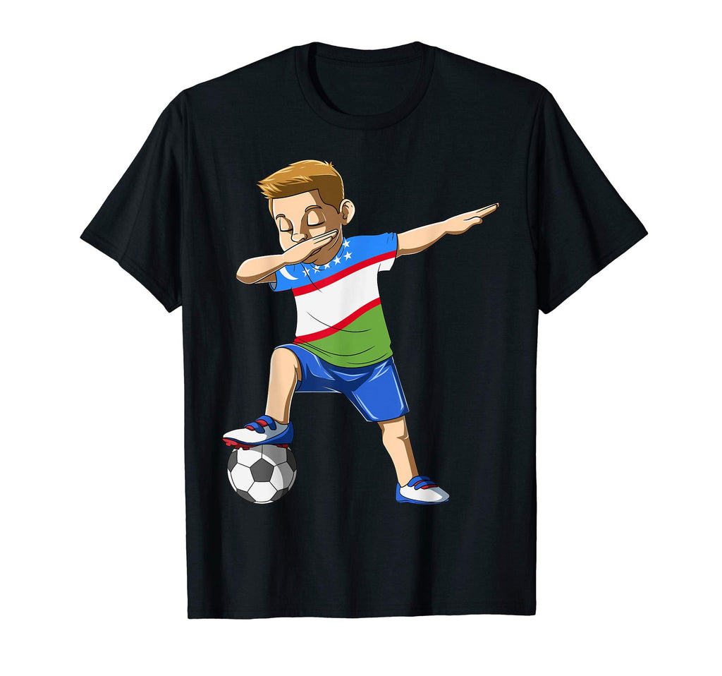 Dabbing Soccer Uzbekistan Jersey T-Shirt - Aesthetic Graphic Men Women