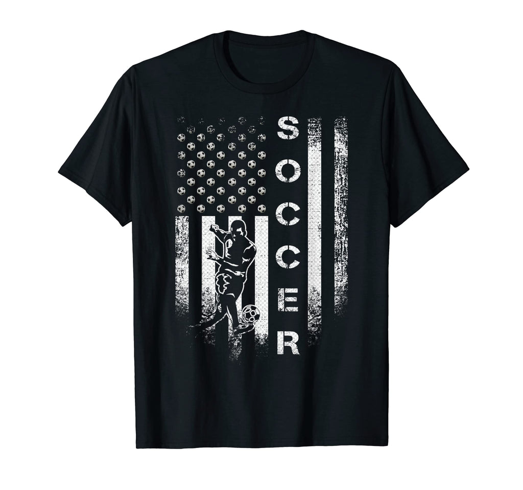 Usa American Flag Soccer Player Silhouette T-Shirt - Unique Graphic Unisex