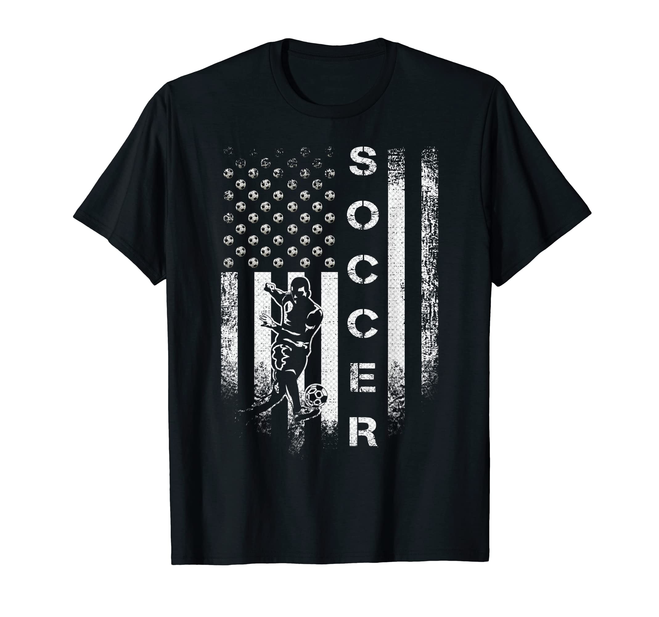 Usa American Flag Soccer Player Silhouette T-Shirt - Unique Graphic Unisex
