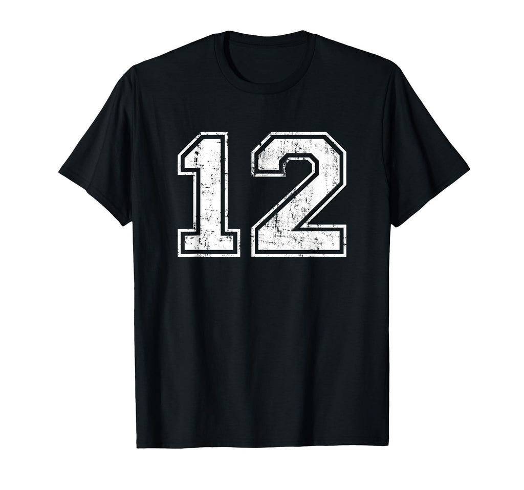 Number 12 Twelve Distressed Sports T-Shirt - Aesthetic Graphic for Adults