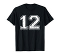 Number 12 Twelve Distressed Sports T-Shirt - Aesthetic Graphic for Adults