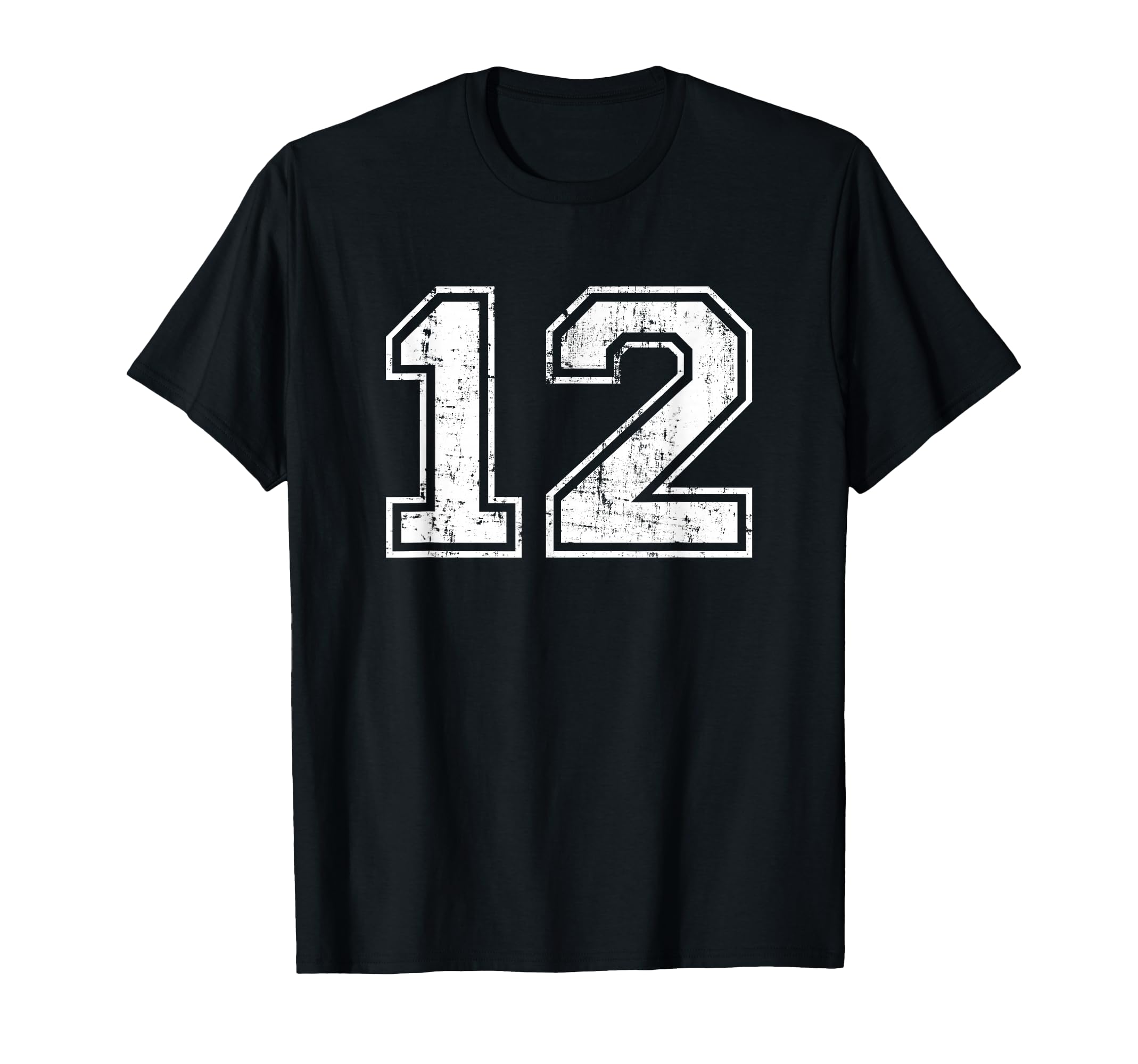 Number 12 Twelve Distressed Sports T-Shirt - Aesthetic Graphic for Adults