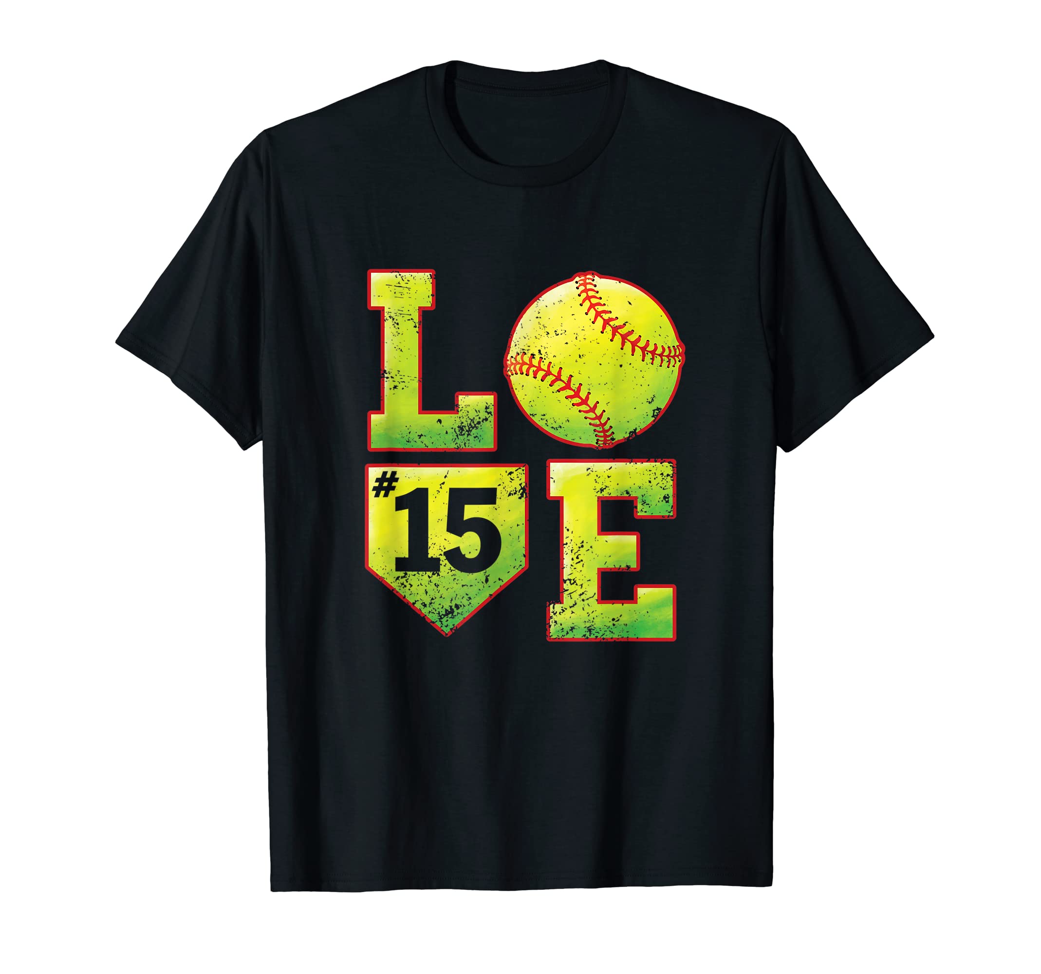 Softball Player Number 15 Softball T-Shirt - Custom Art Print Men Women