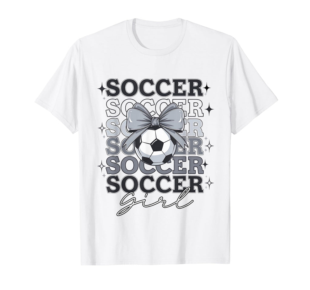 Groovy Soccer Coquette Bow Soccer T-Shirt - Fun Novelty Design Men Women