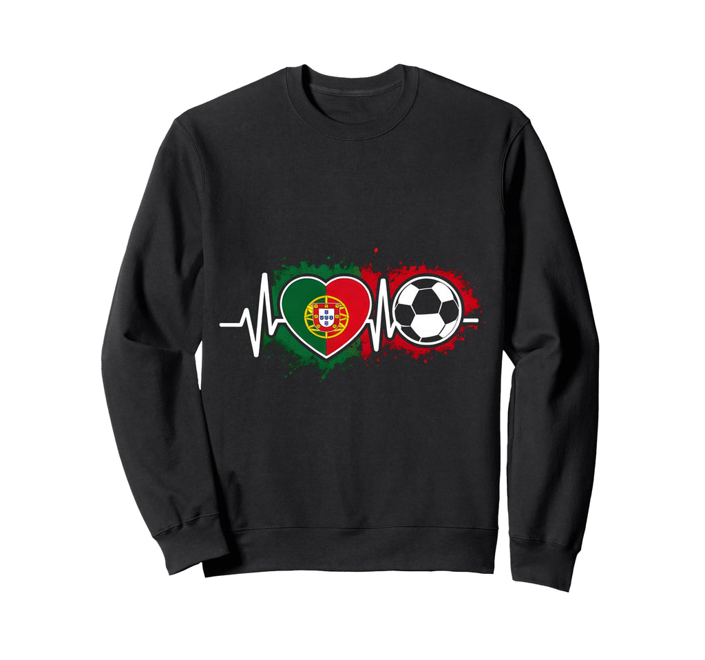 Soccer Heartbeat Portugal Flag Sweatshirt - Fun Novelty Design Men Women