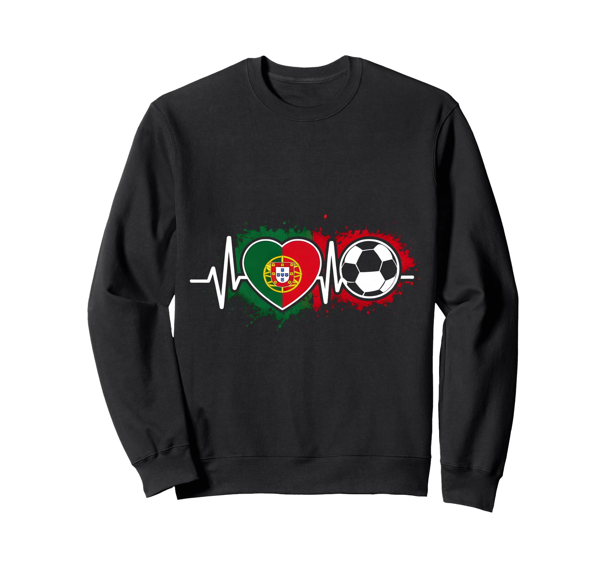 Soccer Heartbeat Portugal Flag Sweatshirt - Fun Novelty Design Men Women