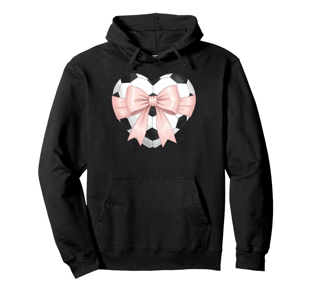 Coquette Soccer Heart Bow Football Hoodie - Graphic Print for Adults