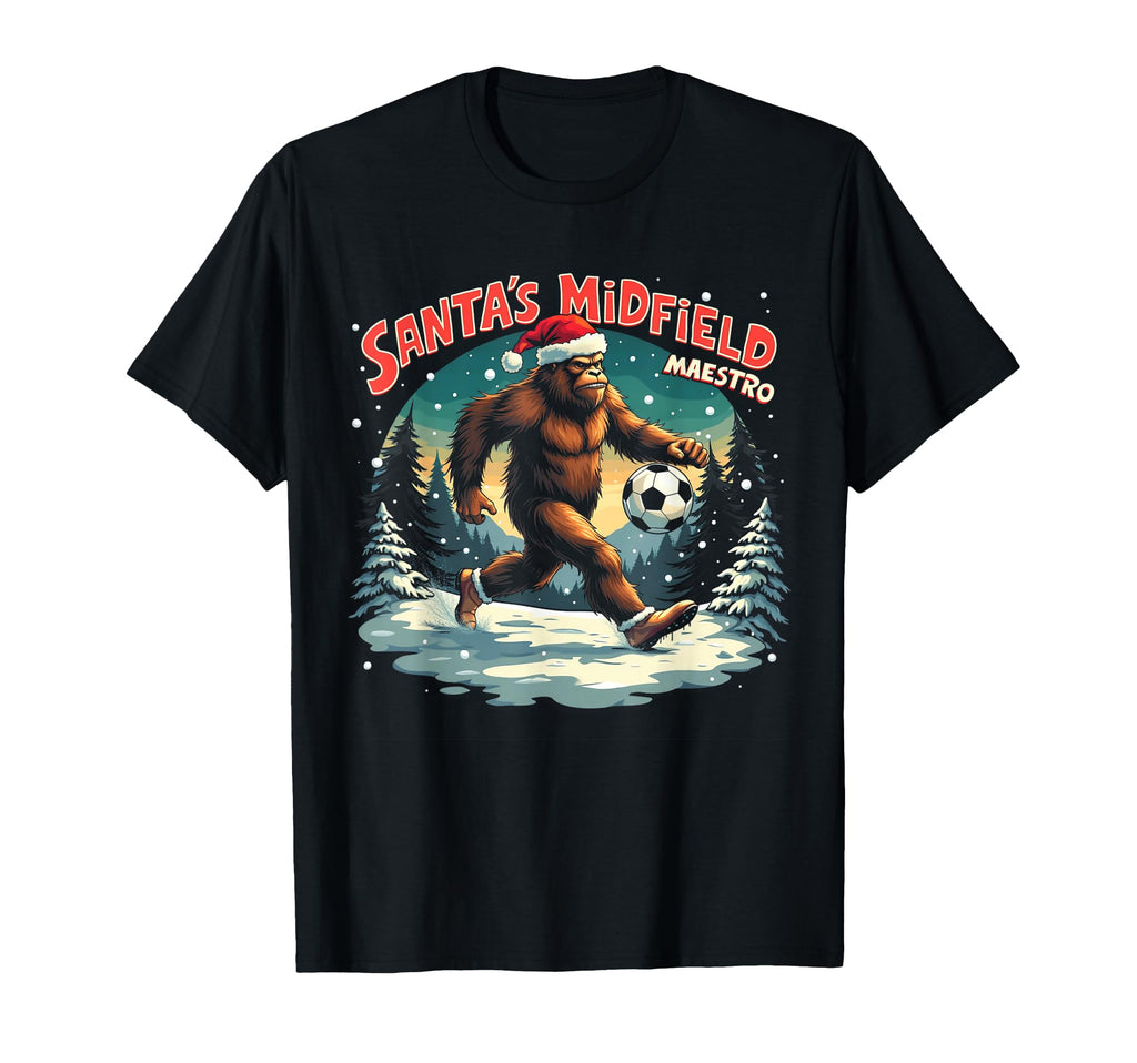 Soccer Midfielder Bigfoot Santas Midfield T-Shirt - Trendy Graphic Unisex