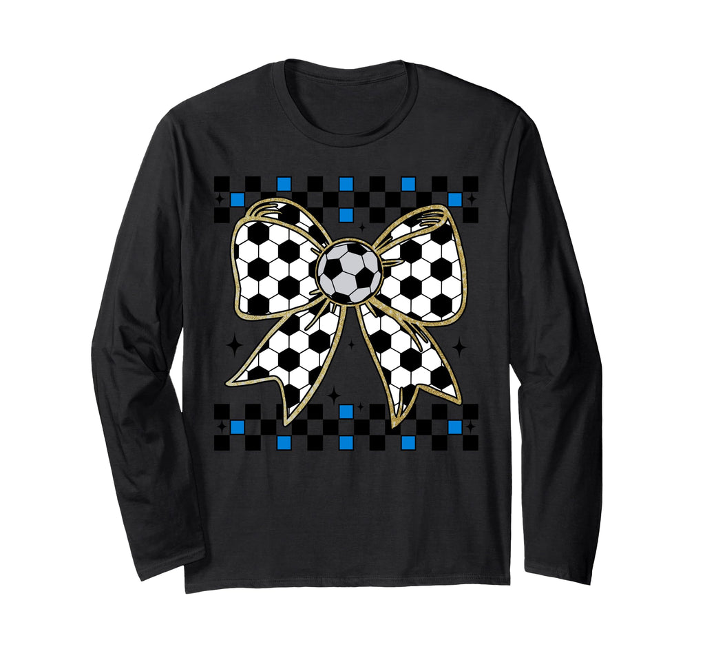 Soccer Bow Checkered Ribbon Gift Sweatshirt - Fun Novelty Design Men Women
