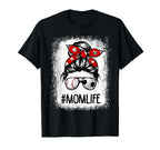 Bleached Mom Life Soccer Messy Bun T-Shirt - Trendy Graphic for Adults