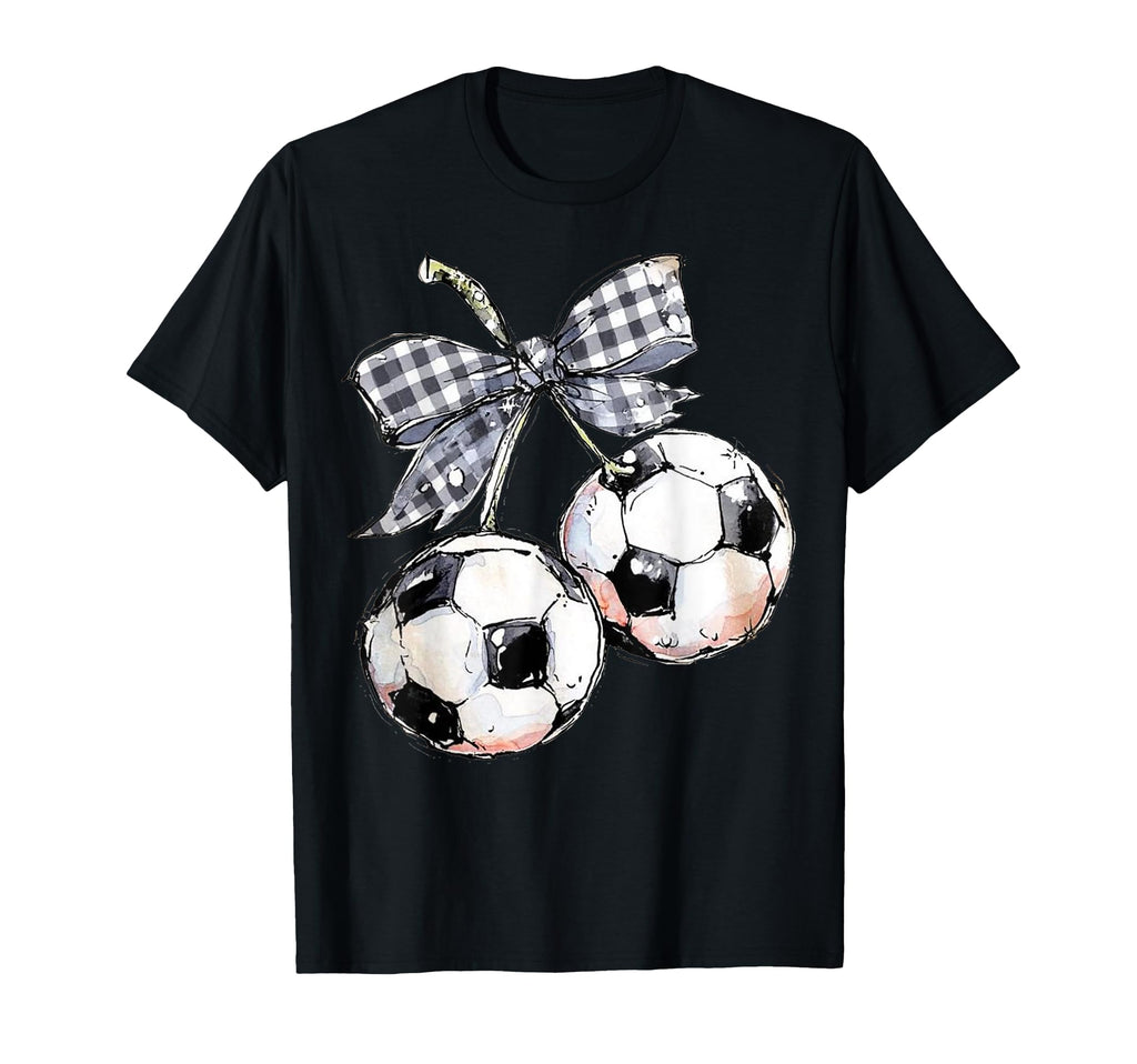 Cherries Soccer Checkered Coquette T-Shirt - Fun Novelty Design Unisex