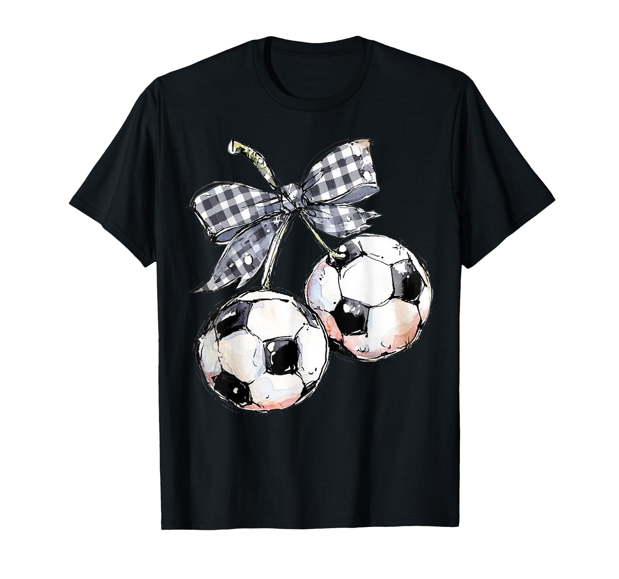 Cherries Soccer Checkered Coquette T-Shirt - Fun Novelty Design Unisex