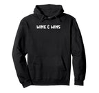 Wine And Wins Funny Sports Soccer Mom Hoodie - Minimalist Print for Adults
