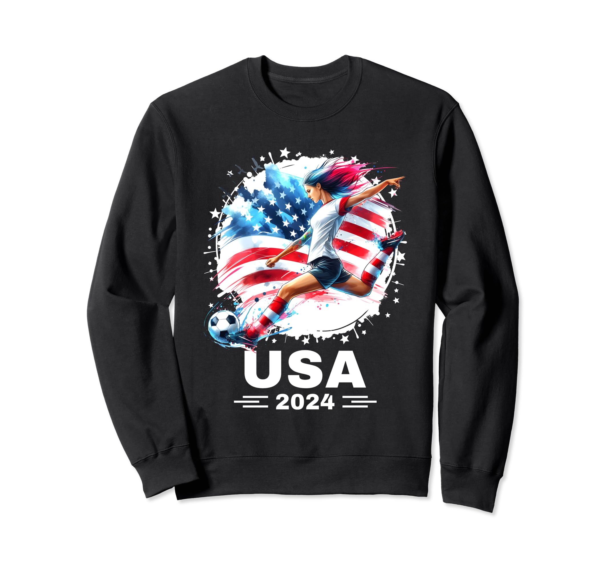 American Flag Soccer Womens Sweatshirt - Fun Novelty Design Men Women