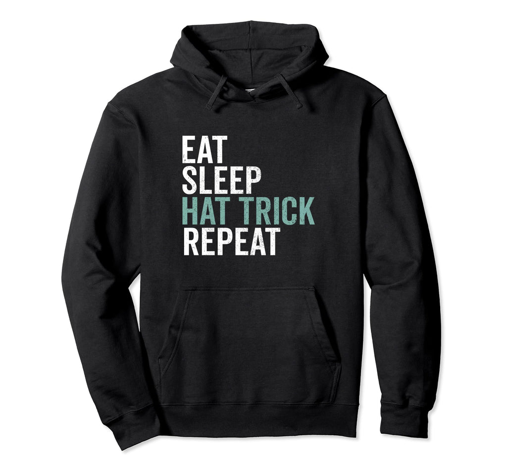 Eat Sleep Hat Trick Repeat Ice Hockey Hoodie - Aesthetic Graphic Men Women