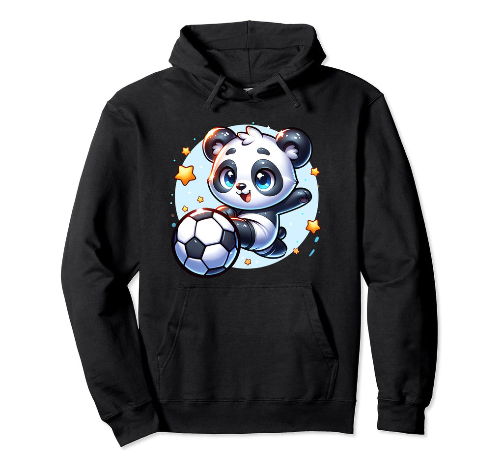 Panda Soccer Player Kicking Soccer Ball Hoodie - Graphic Print Unisex