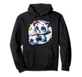 Panda Soccer Player Kicking Soccer Ball Hoodie - Graphic Print Unisex
